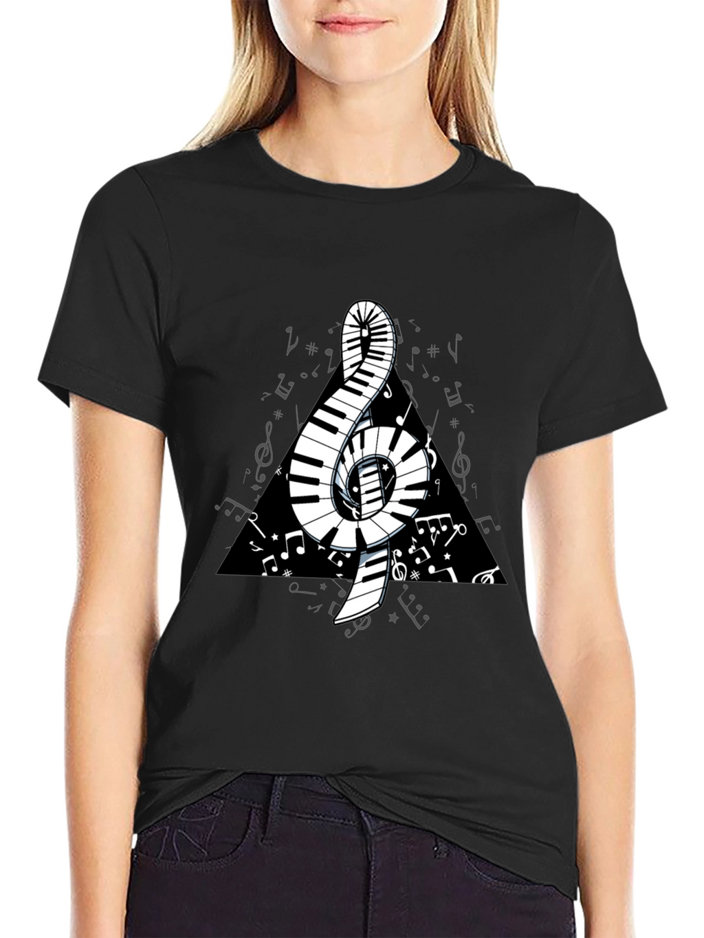 Musical Note Piano Keys T-Shirt - Black Graphic Tee