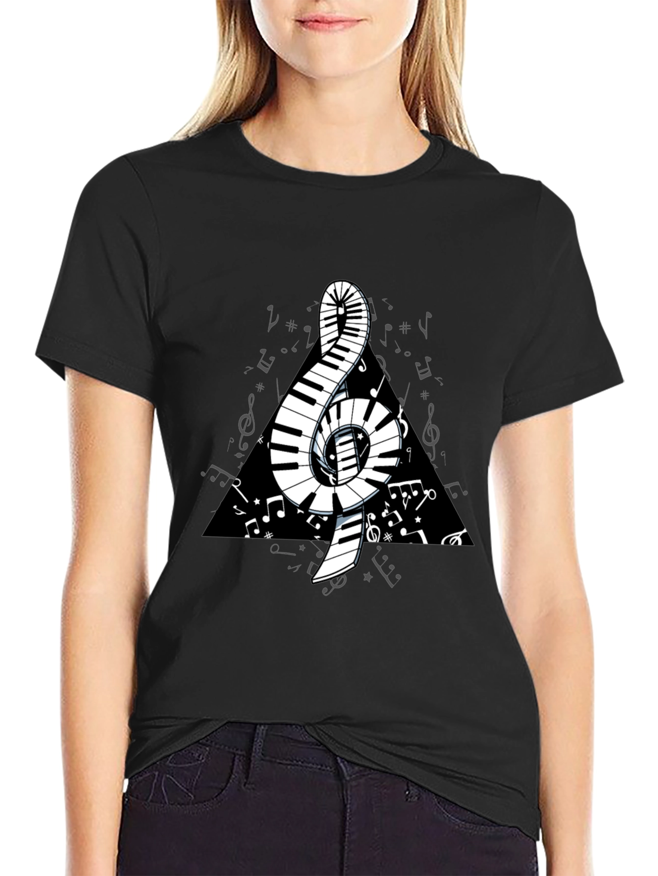Musical Note Piano Keys T-Shirt - Black Graphic Tee