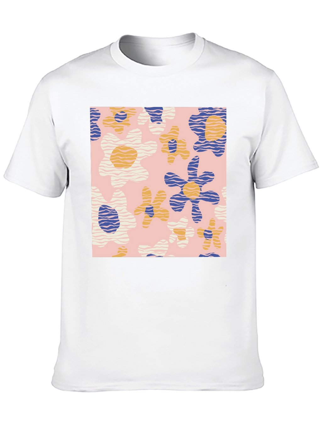 Retro Floral Print Black T-Shirt
