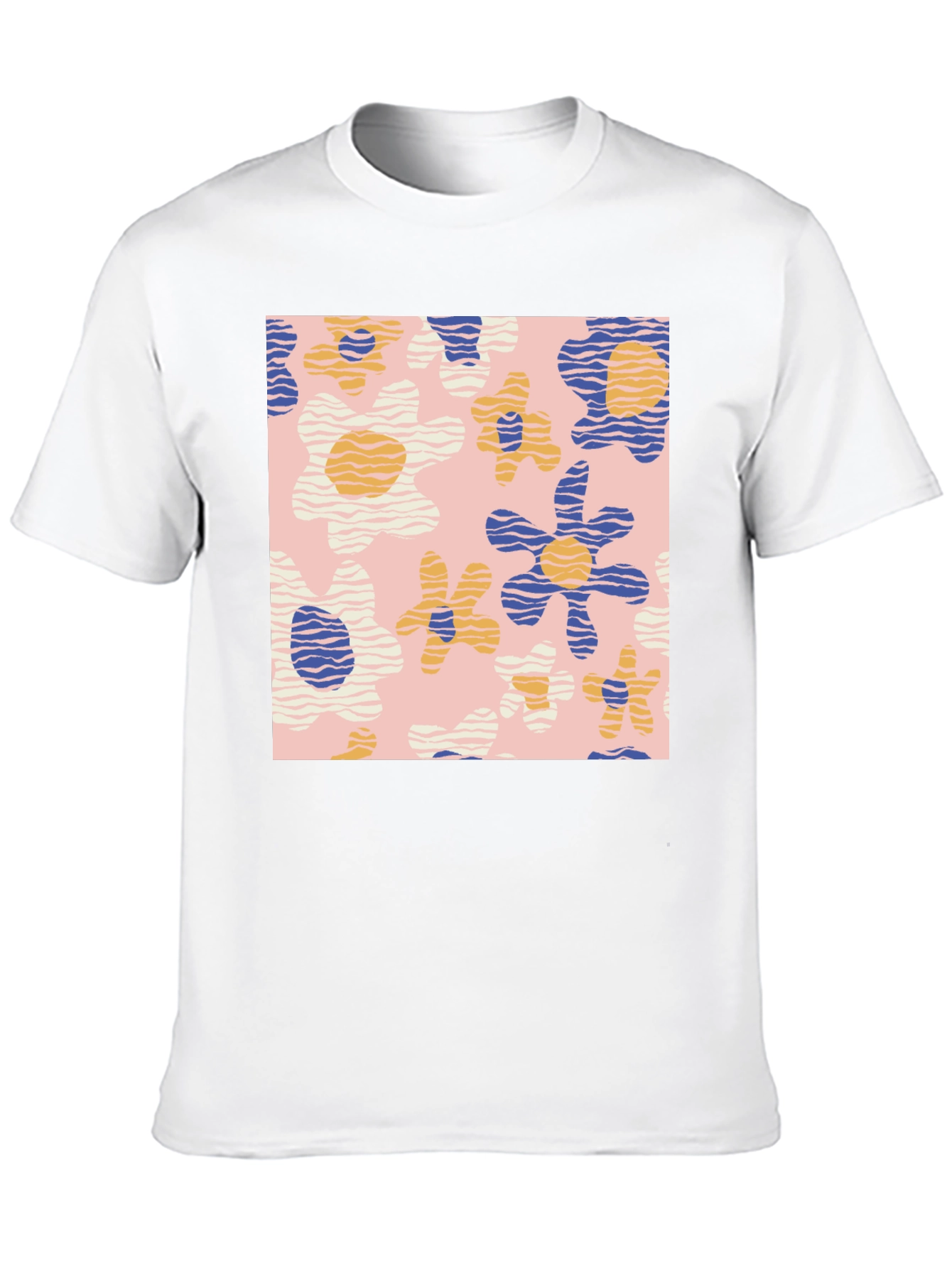 Retro Floral Print Black T-Shirt