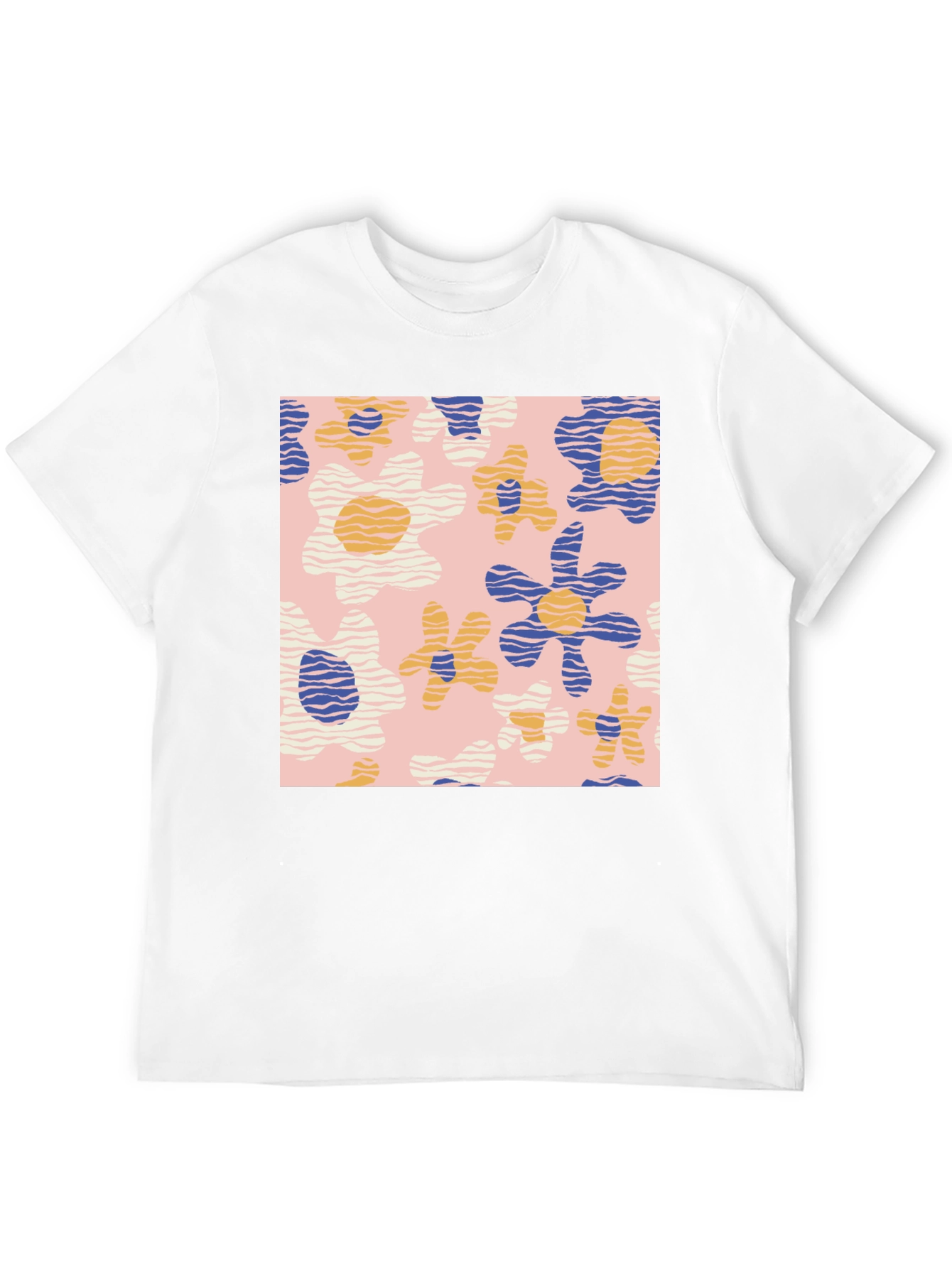Retro Floral Print Black T-Shirt