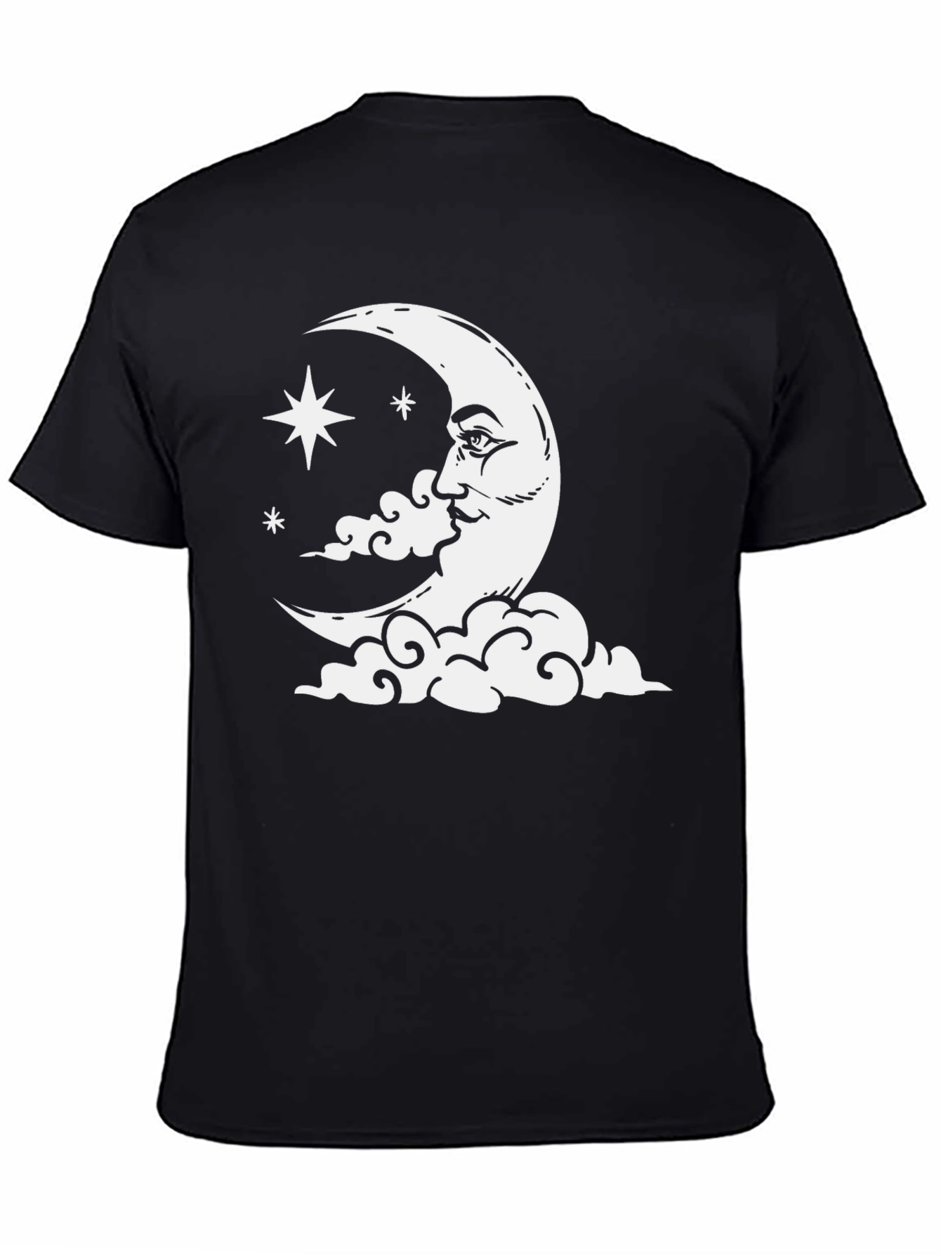 Celestial Moon & Stars Graphic Tee - Black