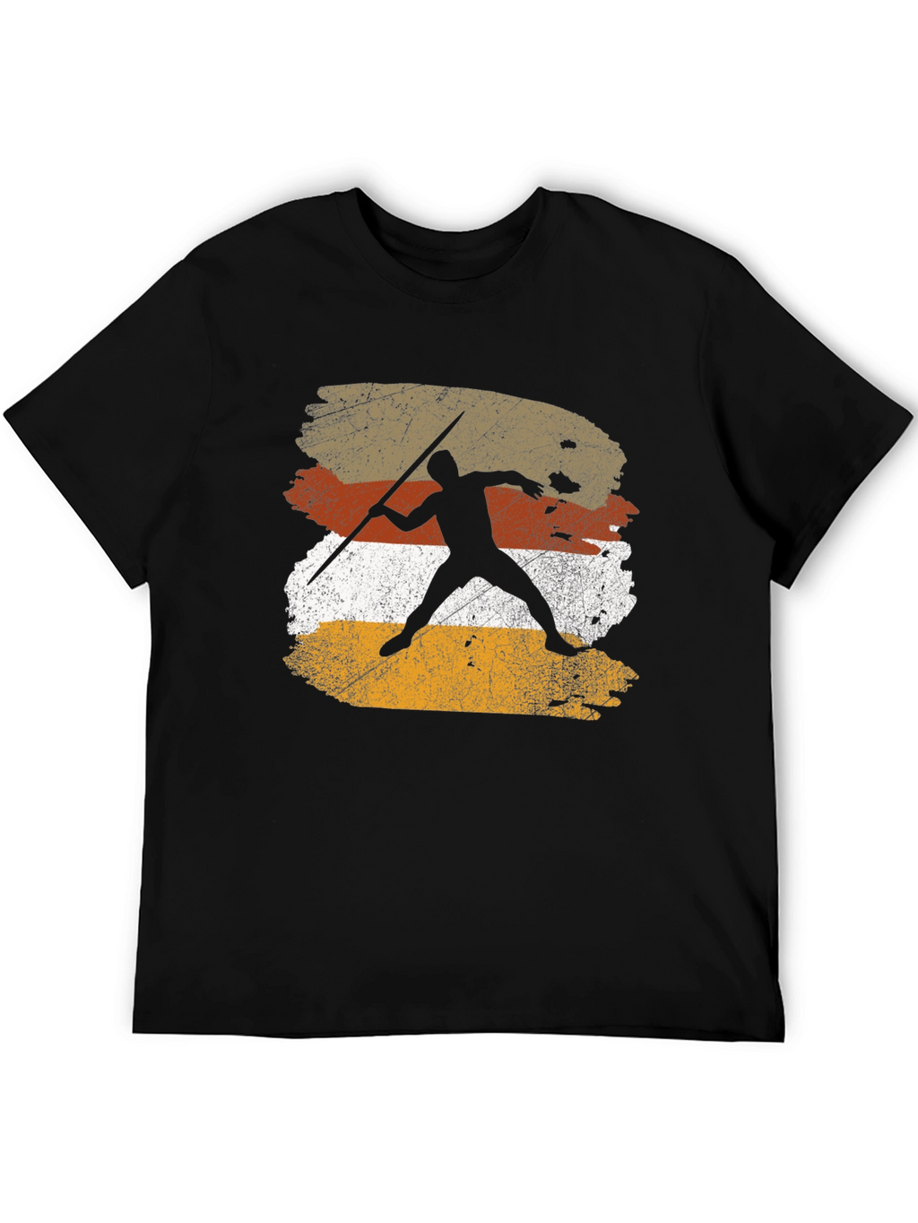 Retro Javelin Thrower Graphic Tee - Black