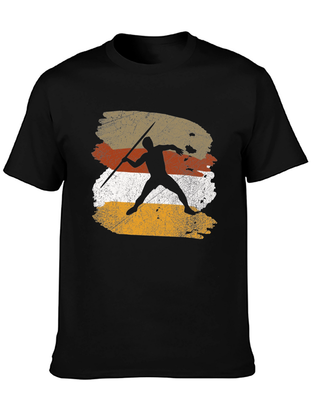 Retro Javelin Thrower Graphic Tee - Black
