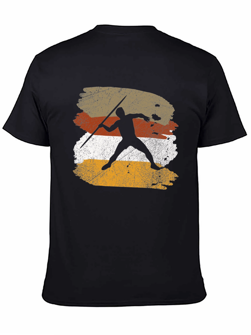 Retro Javelin Thrower Graphic Tee - Black