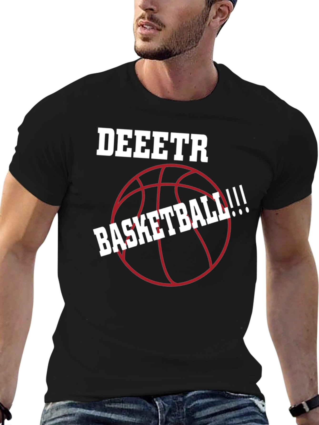 Deeetr Basketball Graphic Tee - Black Cotton Shirt