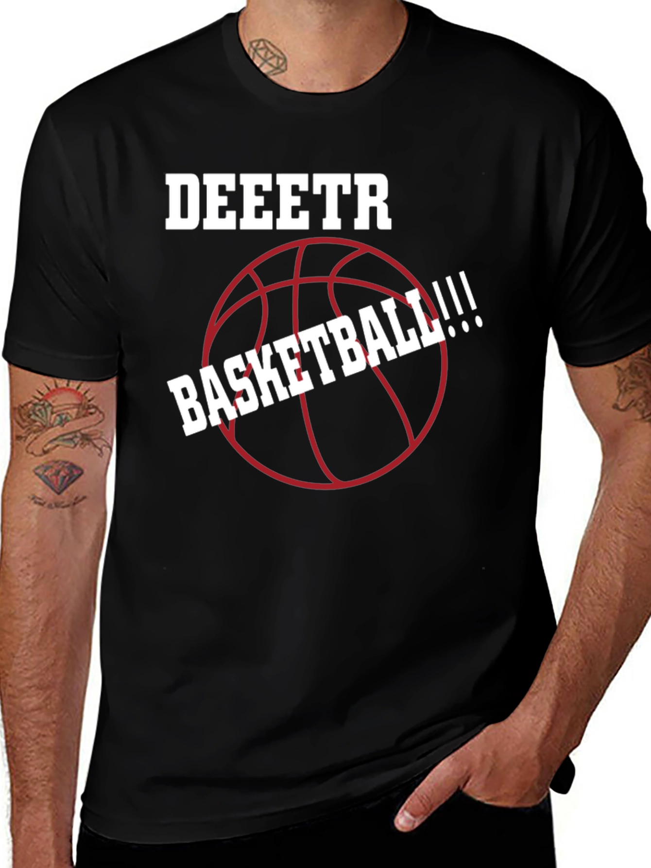 Deeetr Basketball Graphic Tee - Black Cotton Shirt