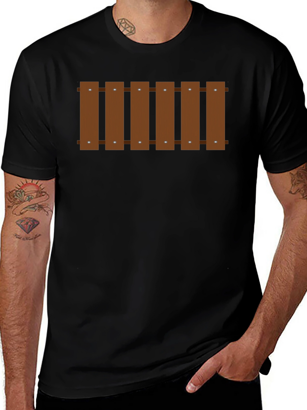 Novelty Fence Graphic T-Shirt - Black