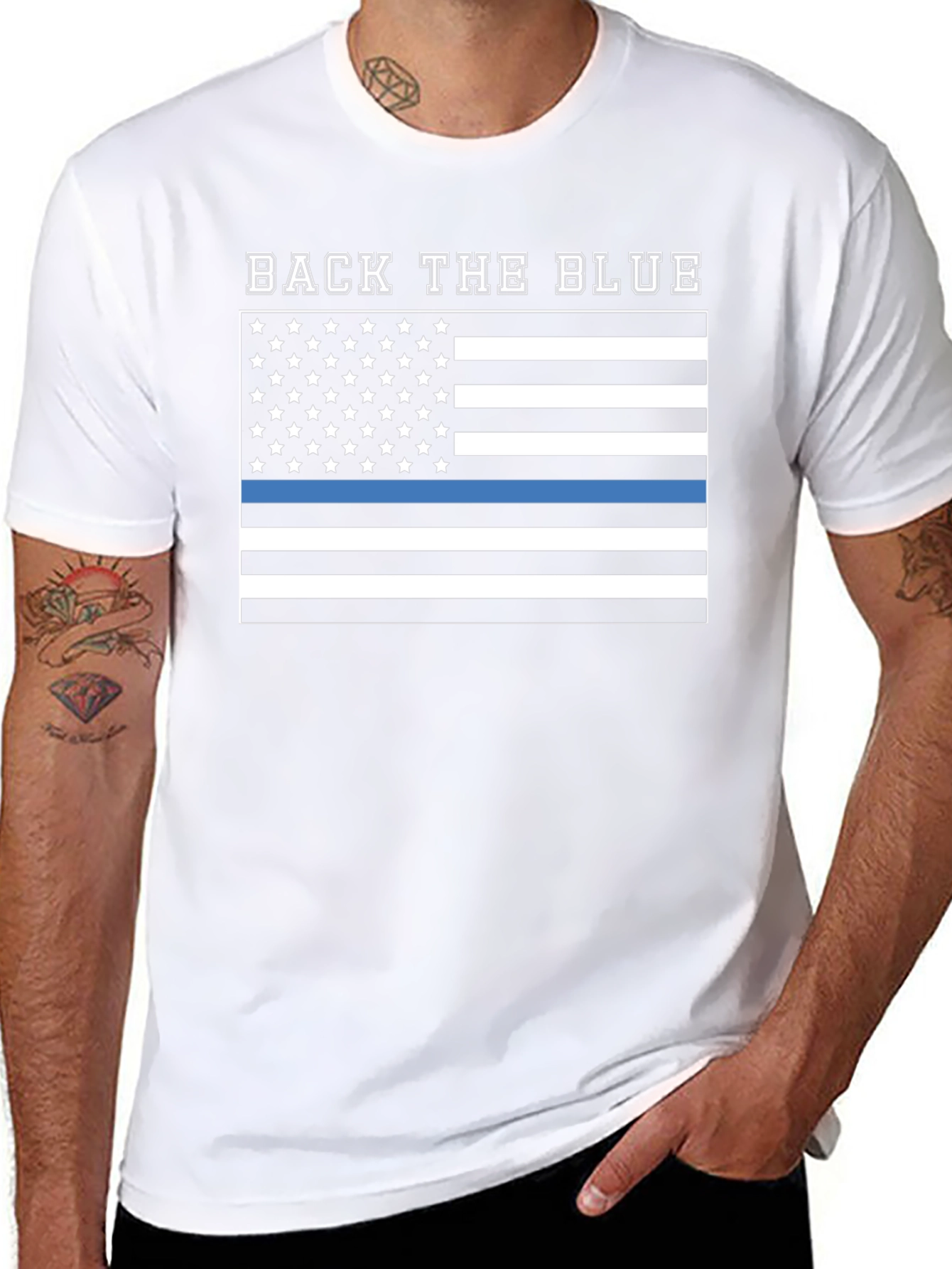 Back The Blue T-Shirt - Thin Blue Line USA Flag
