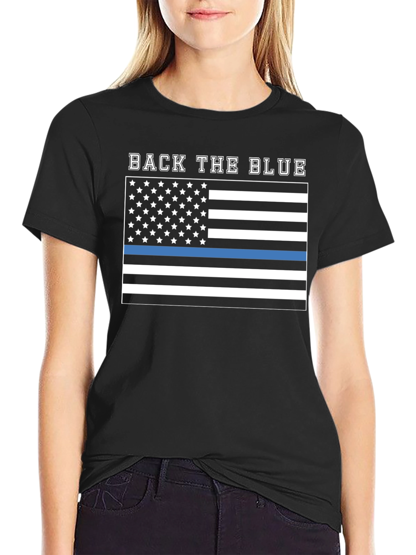 Back The Blue T-Shirt - Thin Blue Line USA Flag