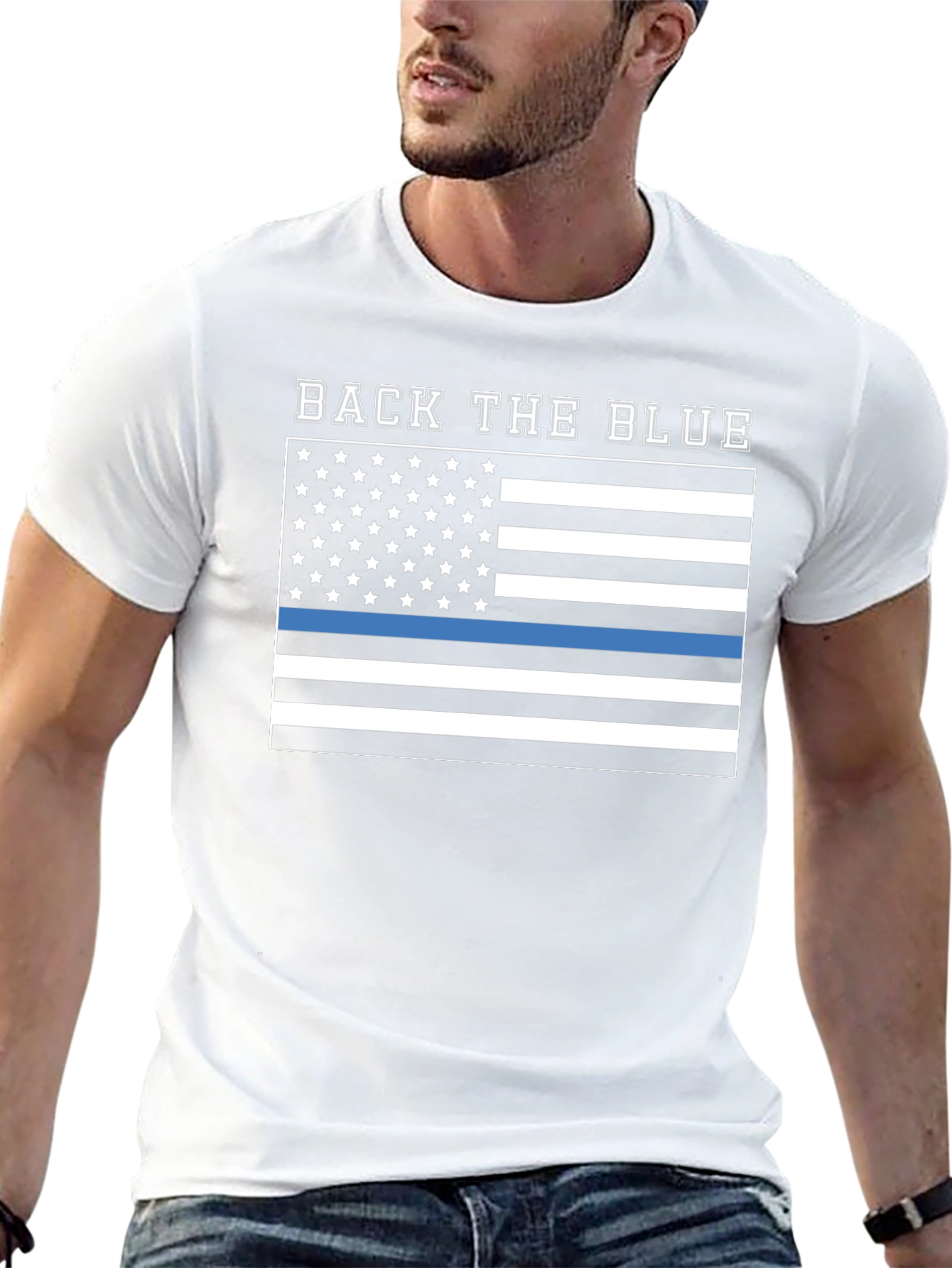Back The Blue T-Shirt - Thin Blue Line USA Flag