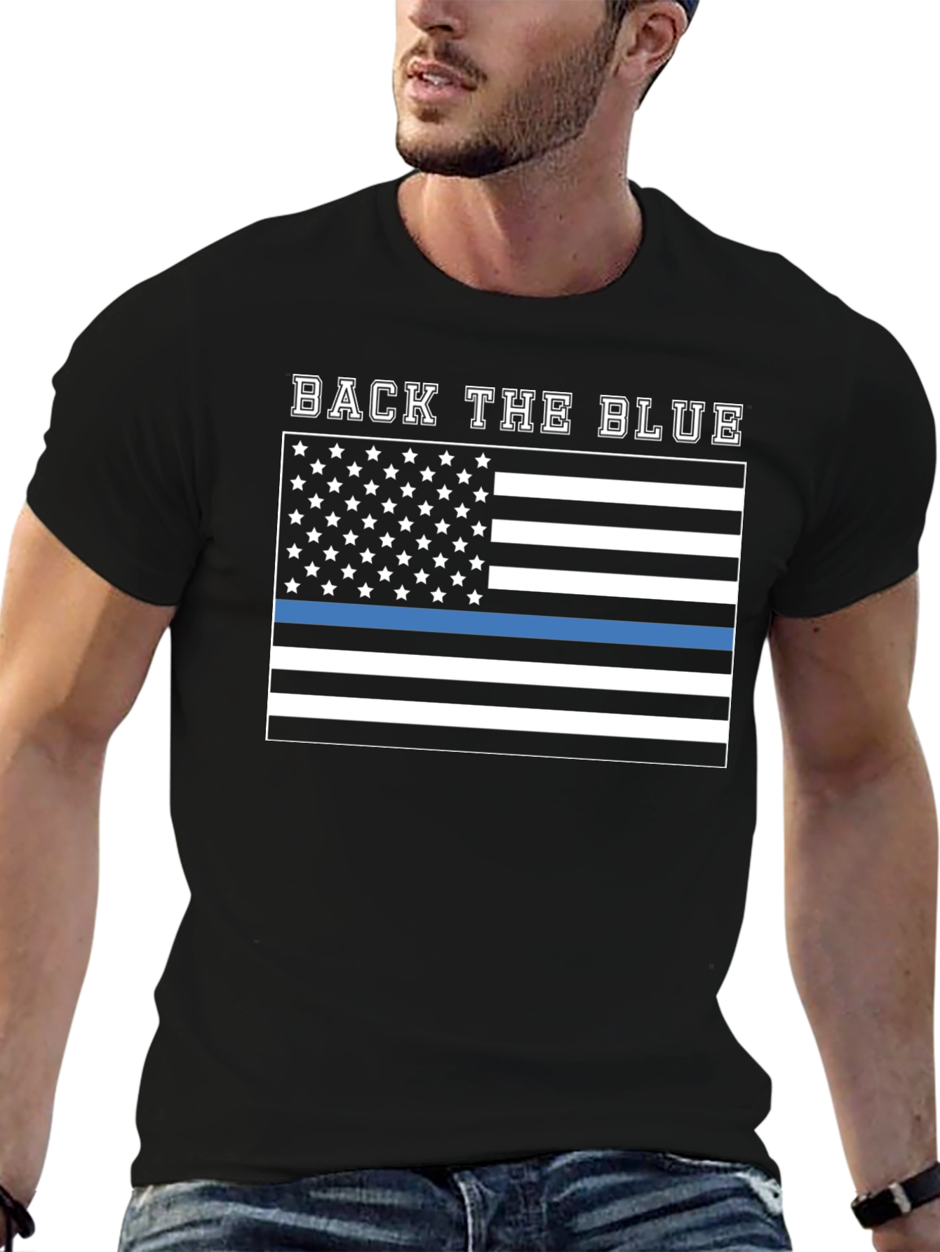 Back The Blue T-Shirt - Thin Blue Line USA Flag