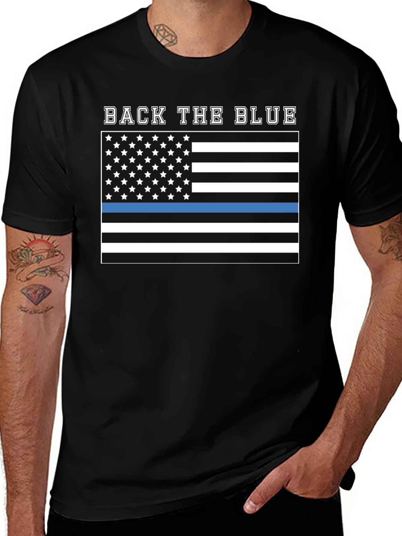 Back The Blue T-Shirt - Thin Blue Line USA Flag