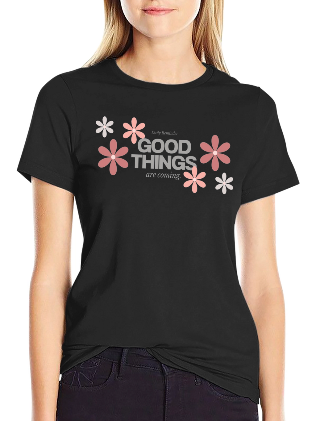 Good Things Coming Floral Graphic Tee - Black