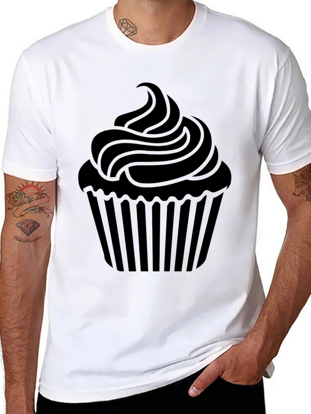 Cupcake Graphic Tee - Black Cotton T-Shirt