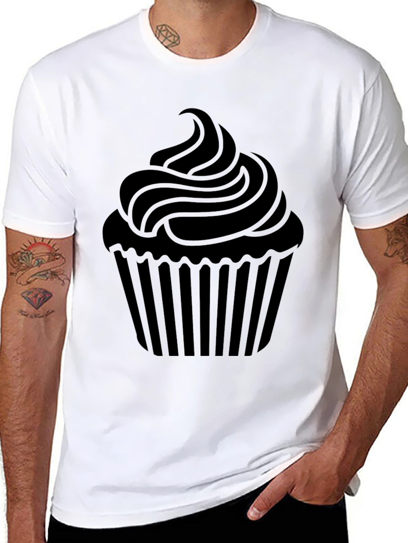 Cupcake Graphic Tee - Black Cotton T-Shirt