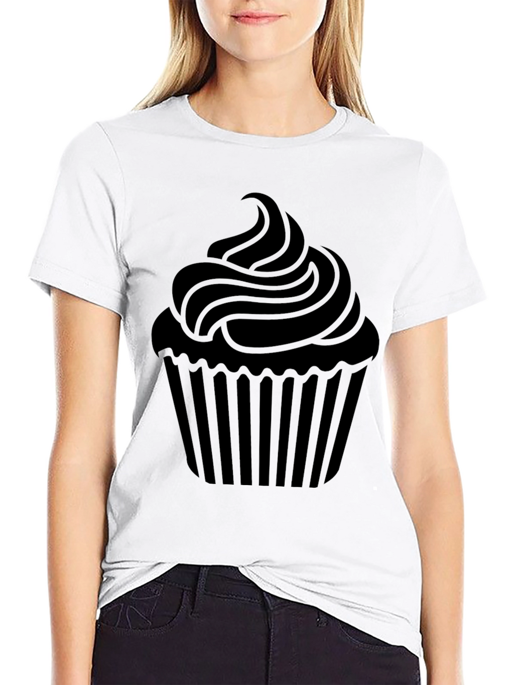 Cupcake Graphic Tee - Black Cotton T-Shirt