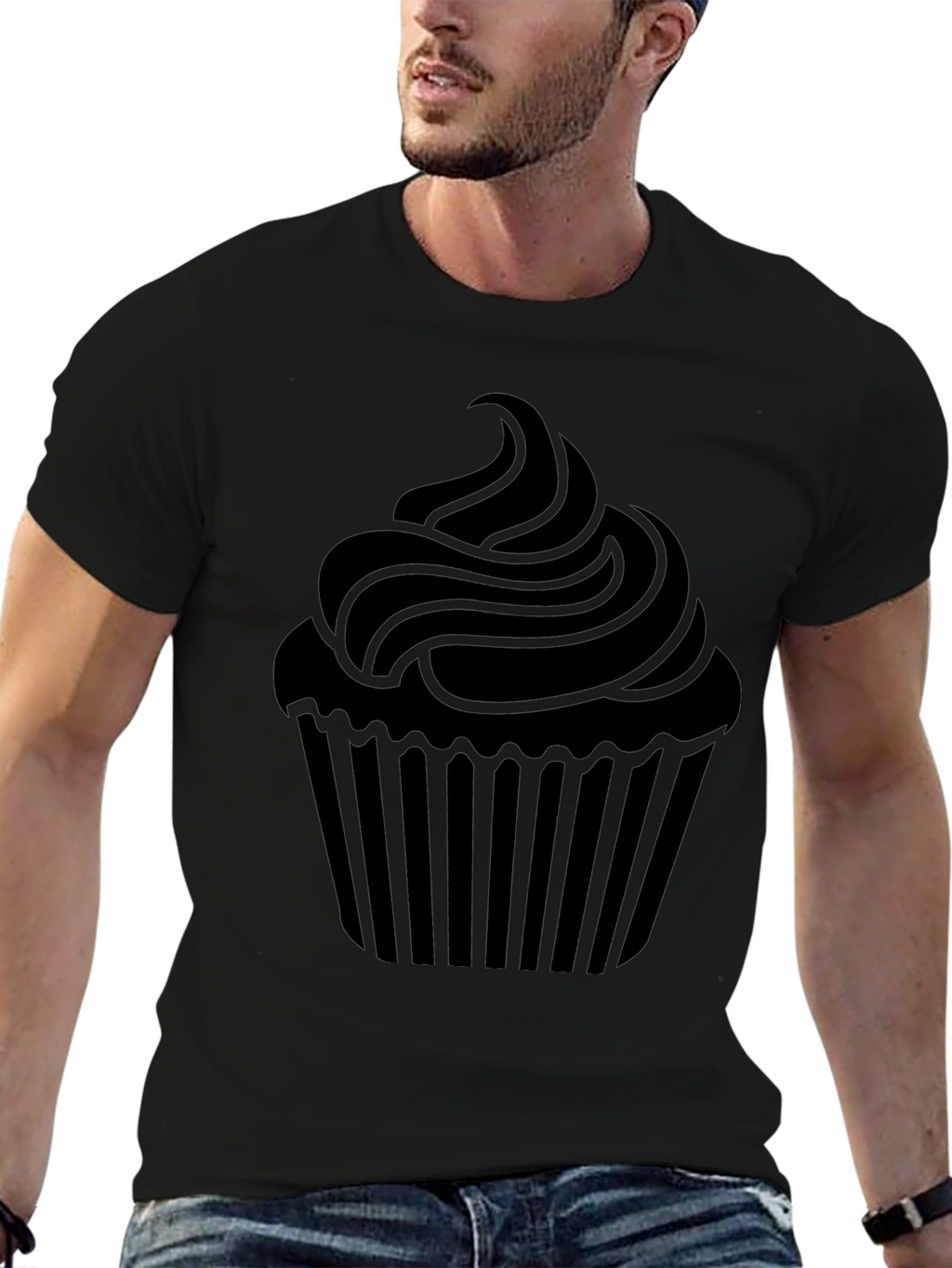 Cupcake Graphic Tee - Black Cotton T-Shirt