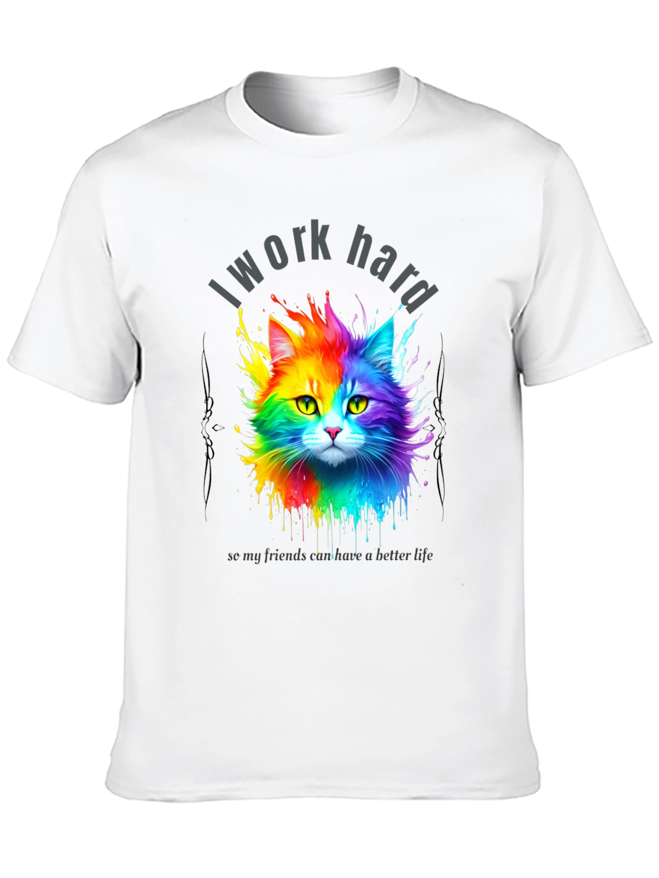 I Work Hard Cat T-Shirt