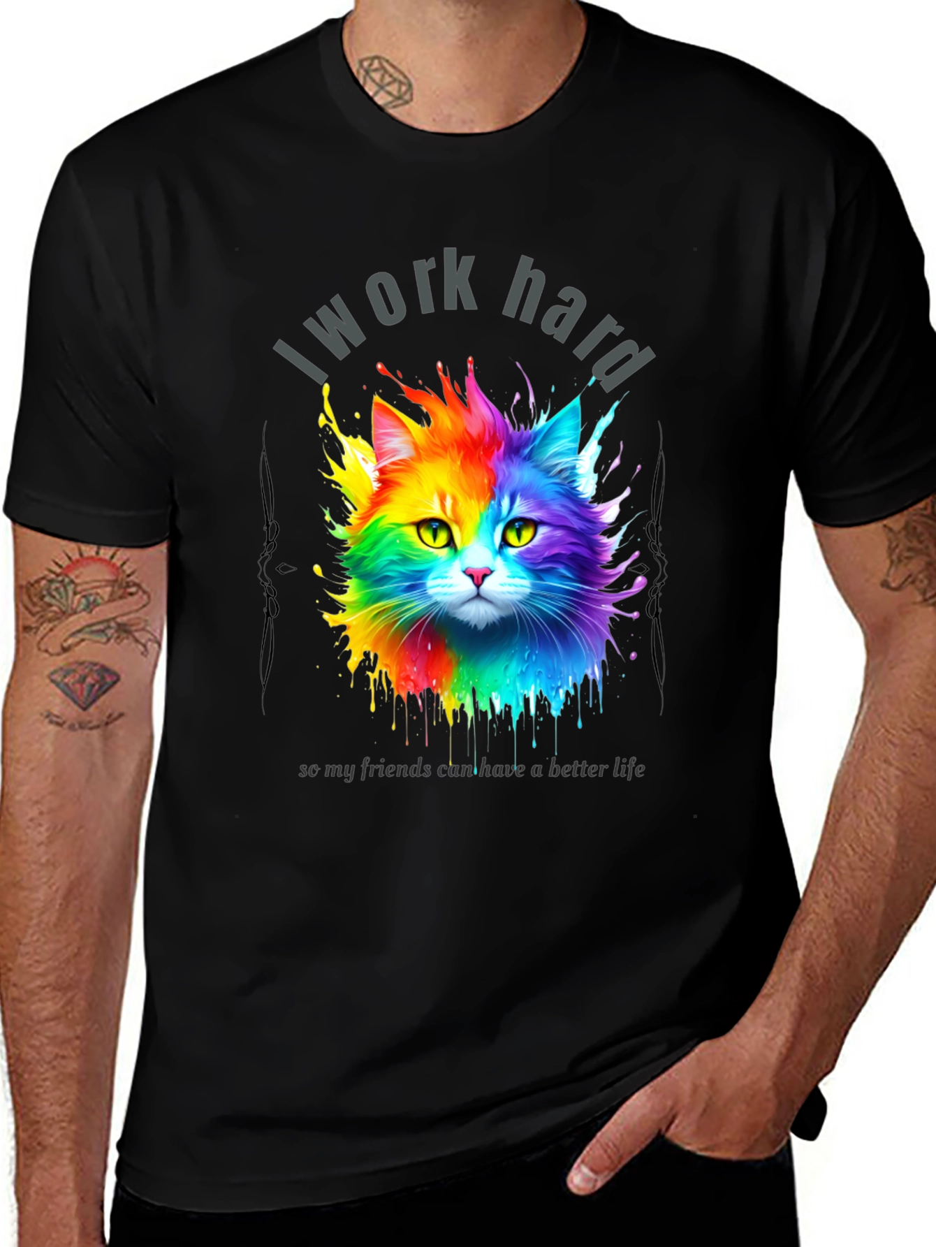 I Work Hard Cat T-Shirt