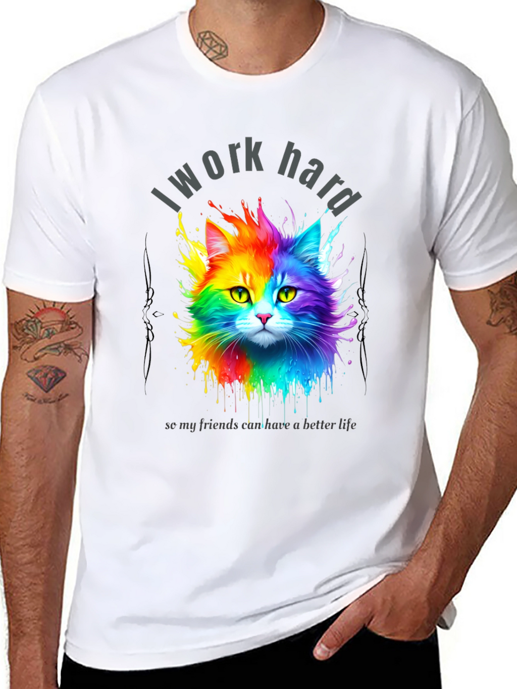 I Work Hard Cat T-Shirt
