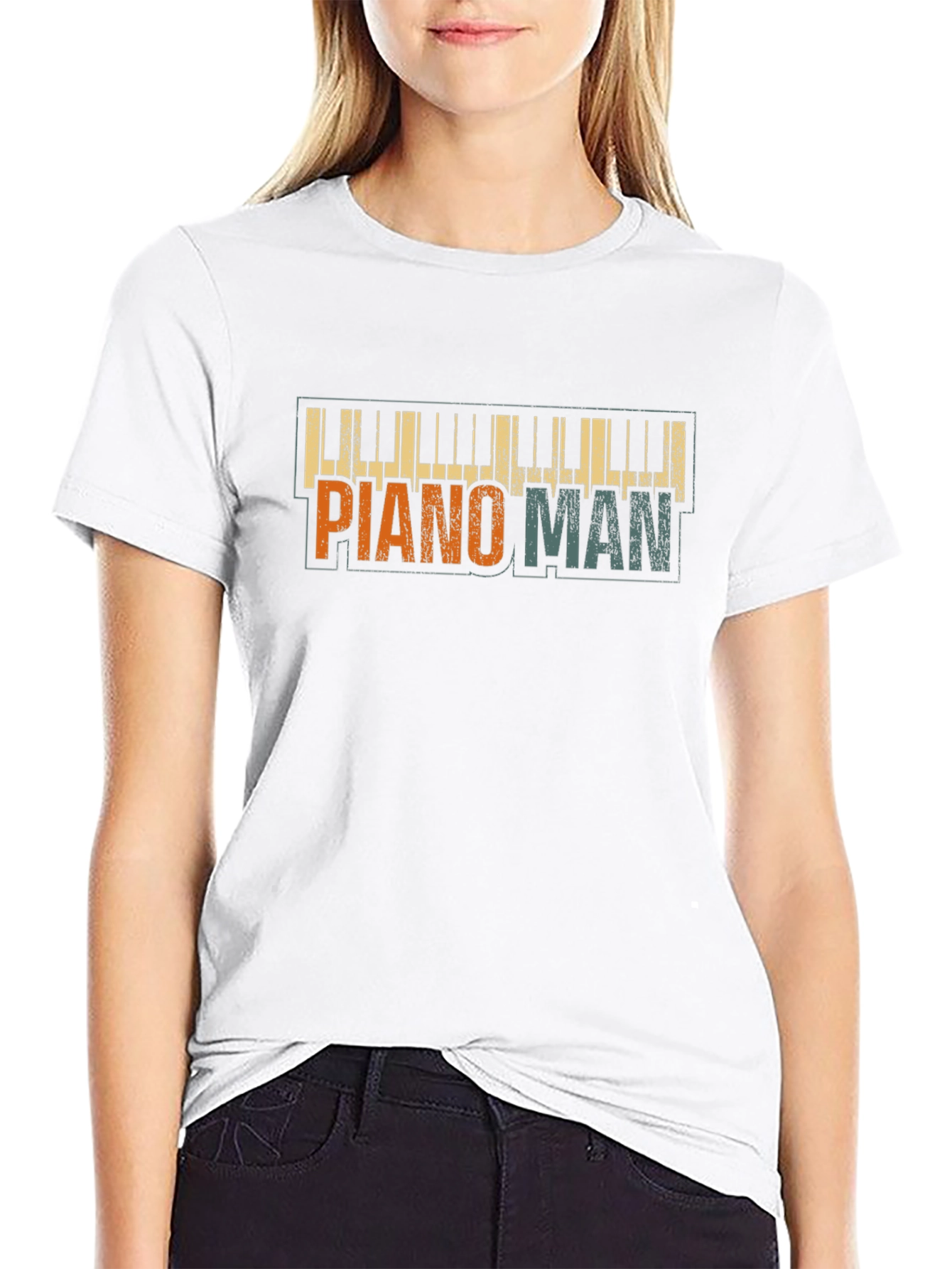 Piano Man Graphic Tee - Retro Style Music Shirt