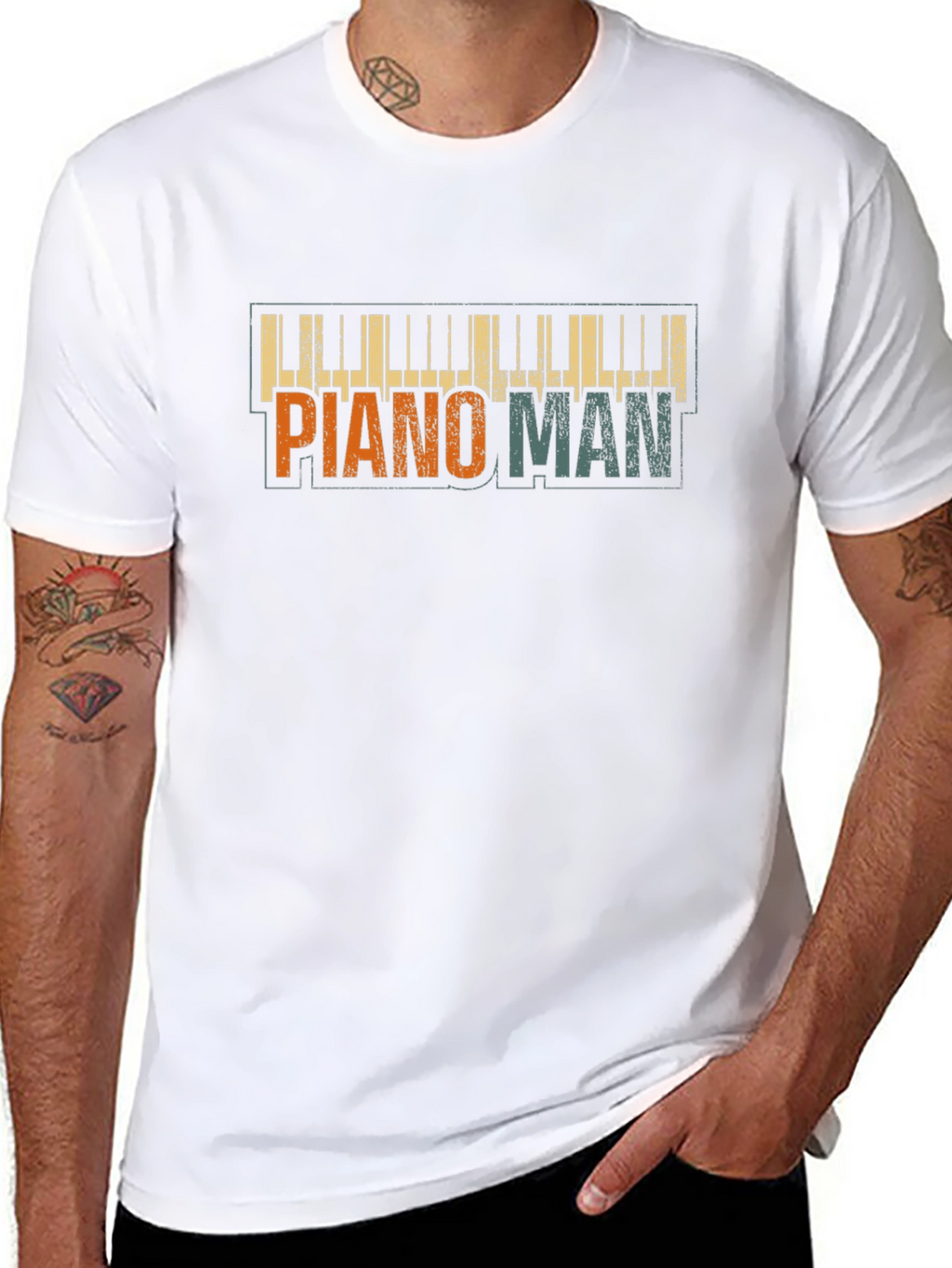 Piano Man Graphic Tee - Retro Style Music Shirt