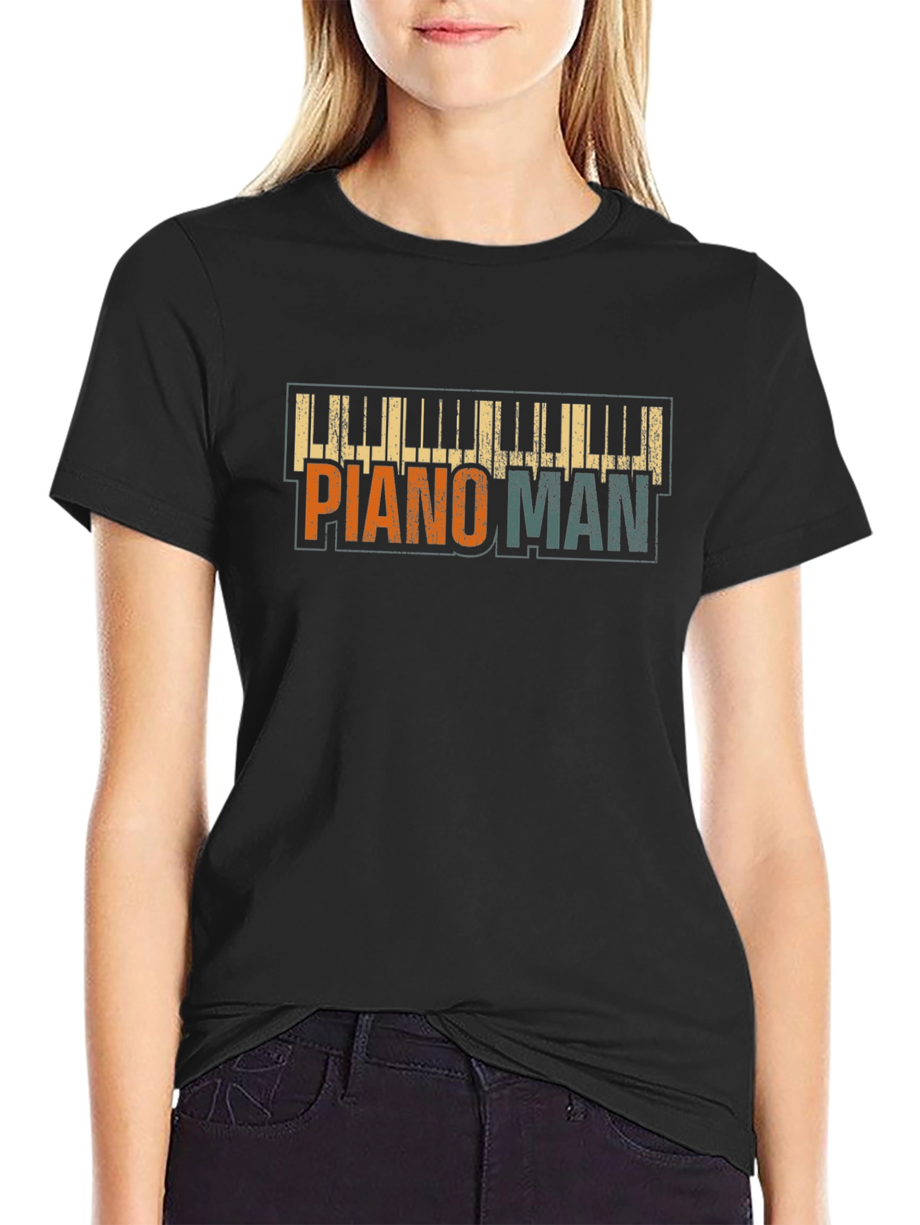 Piano Man Graphic Tee - Retro Style Music Shirt