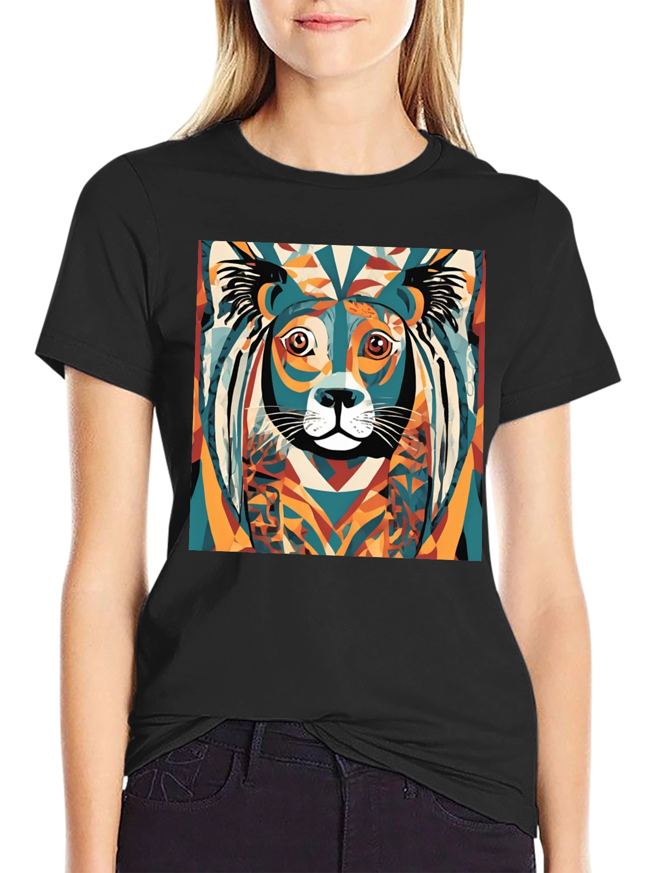 Abstract Lion Graphic Tee - Modern Art Shirt