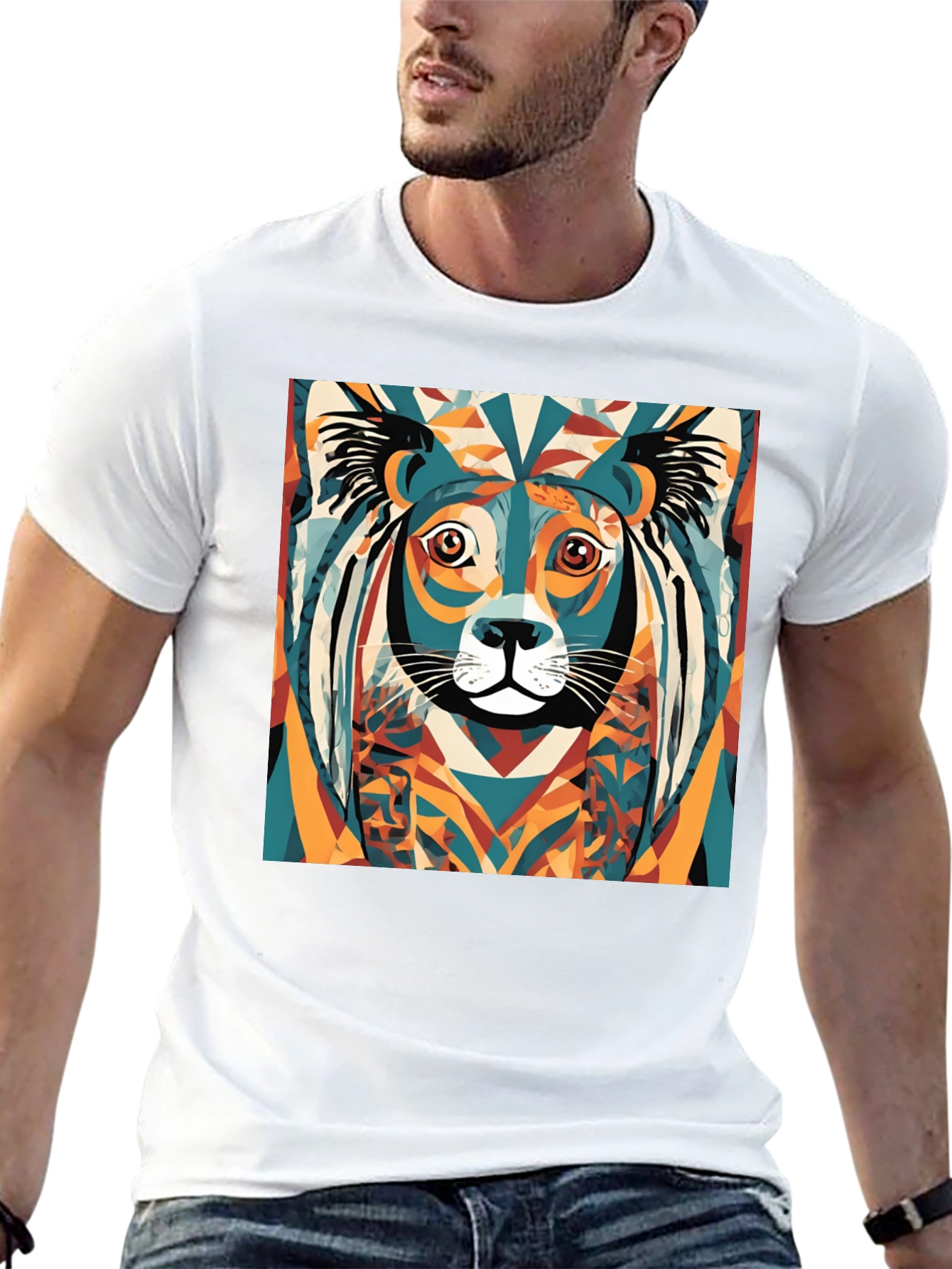 Abstract Lion Graphic Tee - Modern Art Shirt