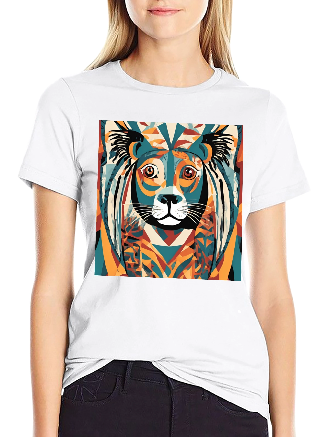 Abstract Lion Graphic Tee - Modern Art Shirt