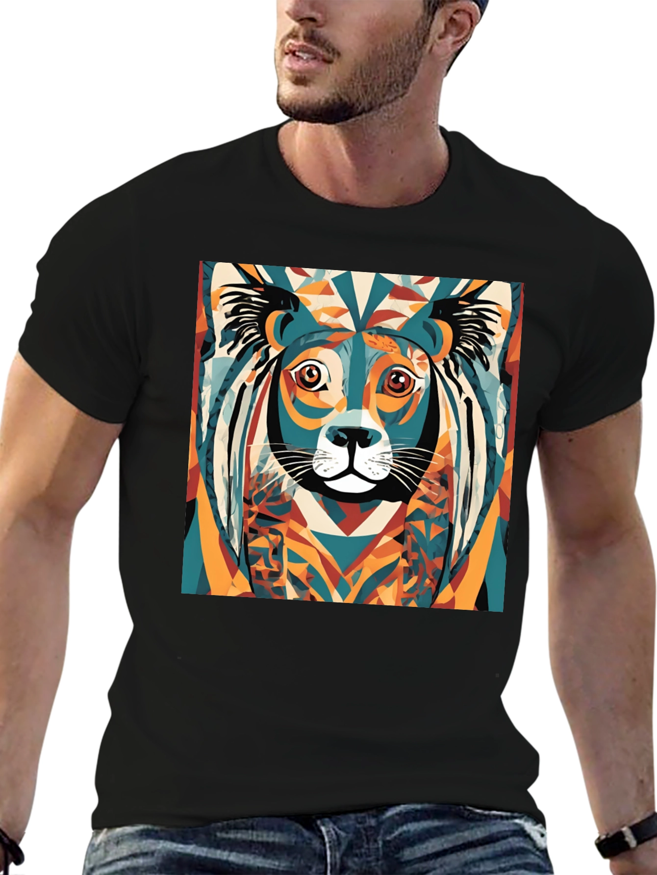 Abstract Lion Graphic Tee - Modern Art Shirt