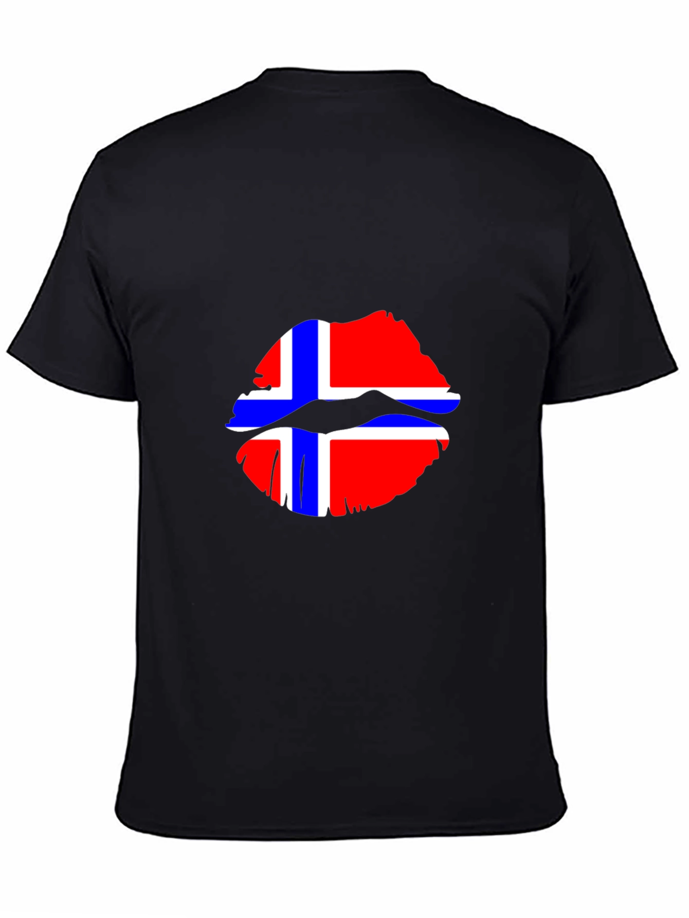 Norway Flag Lips Graphic Tee - Black