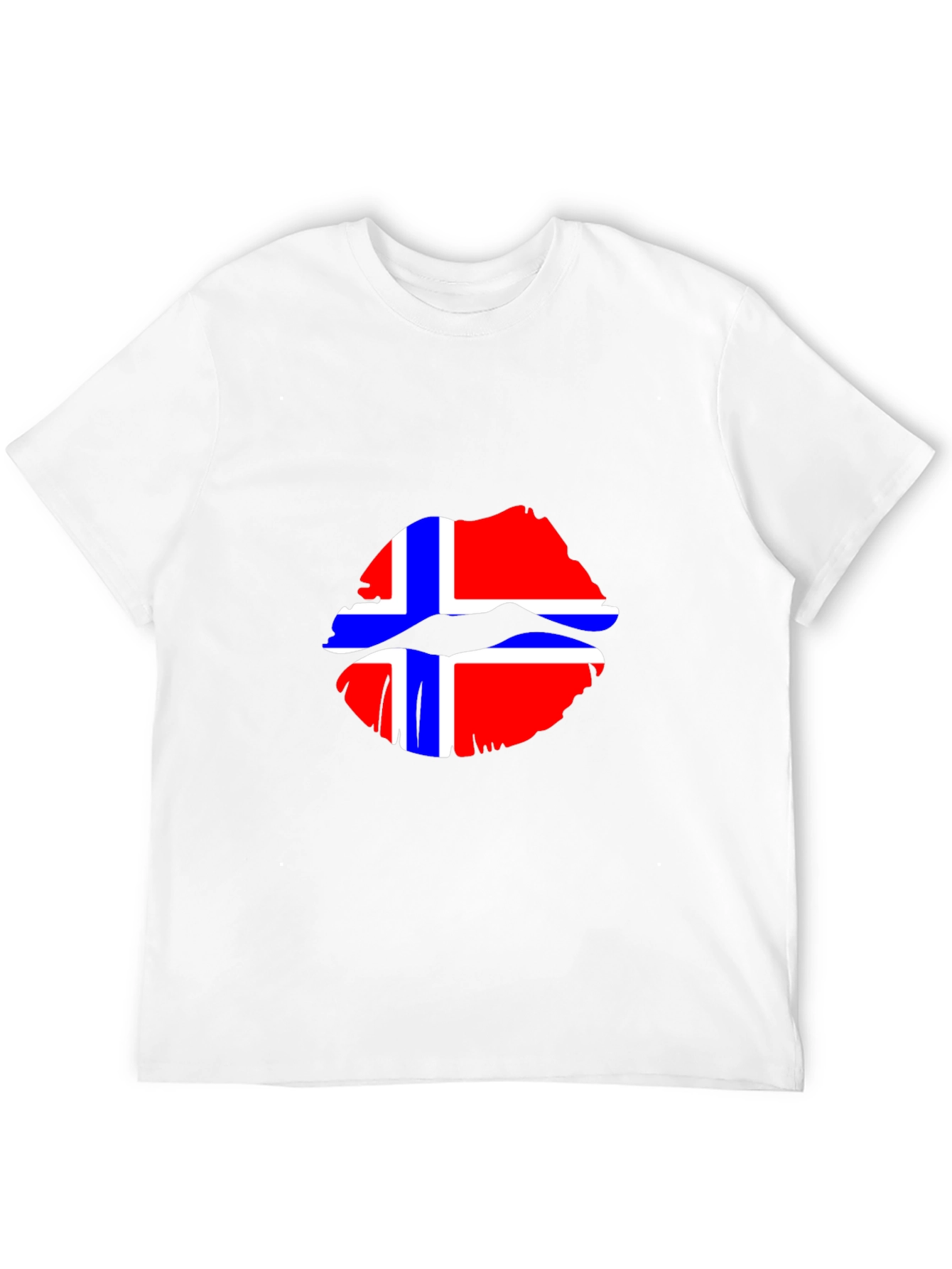 Norway Flag Lips Graphic Tee - Black