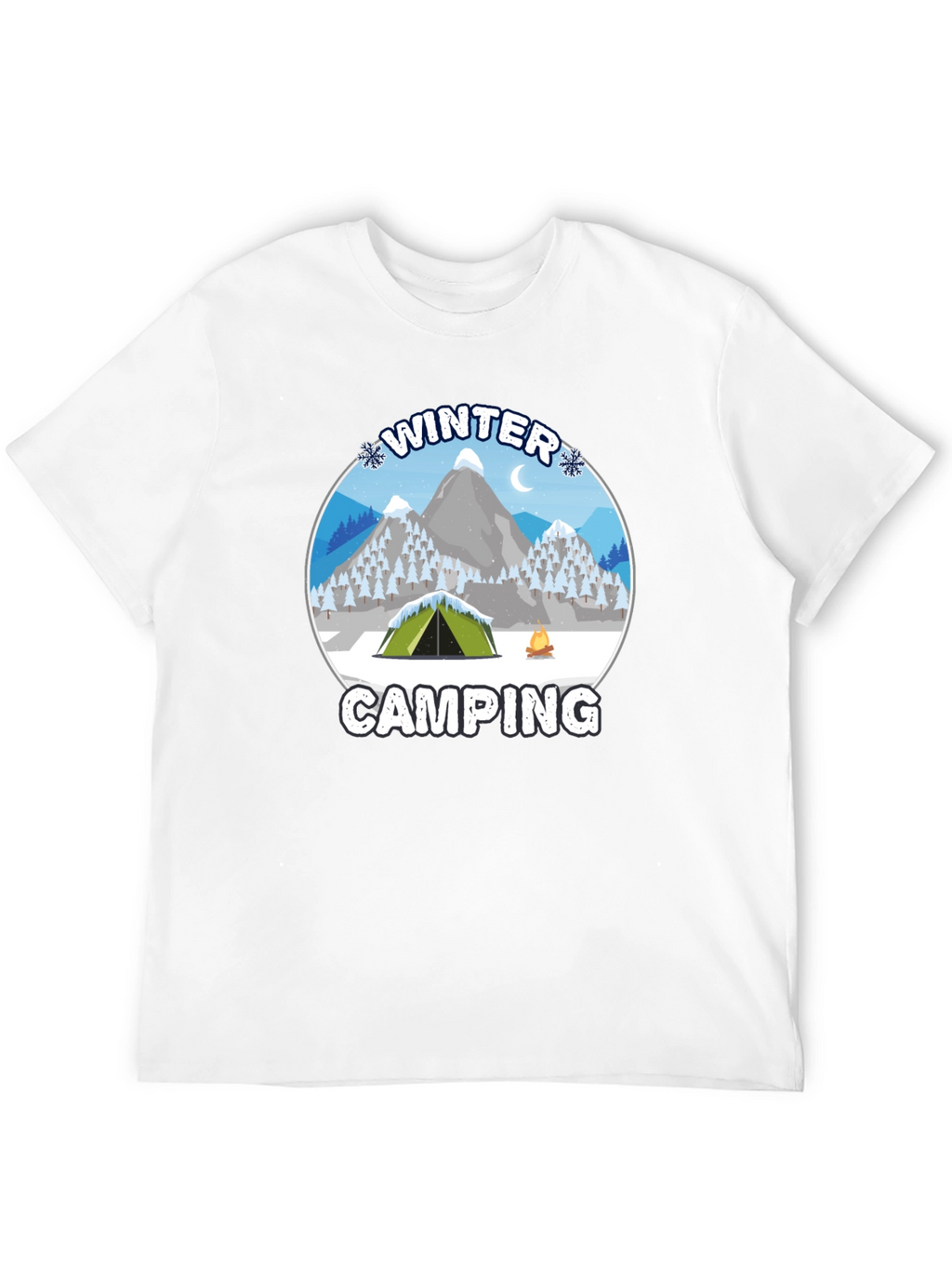 Winter Camping Graphic Tee - Black Cotton T-Shirt