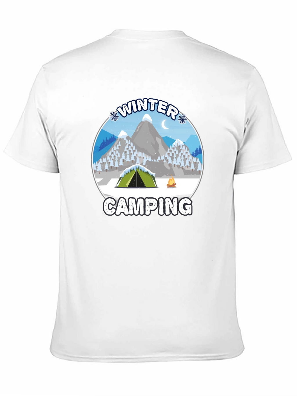Winter Camping Graphic Tee - Black Cotton T-Shirt