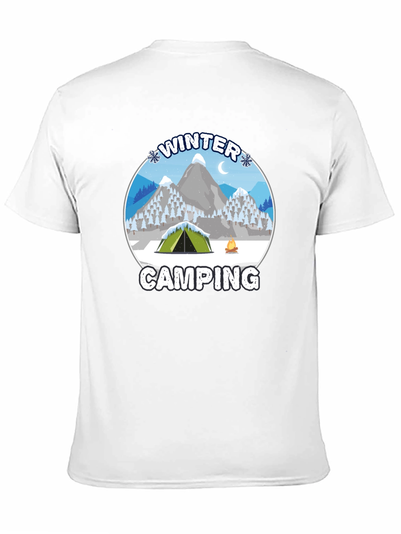 Winter Camping Graphic Tee - Black Cotton T-Shirt