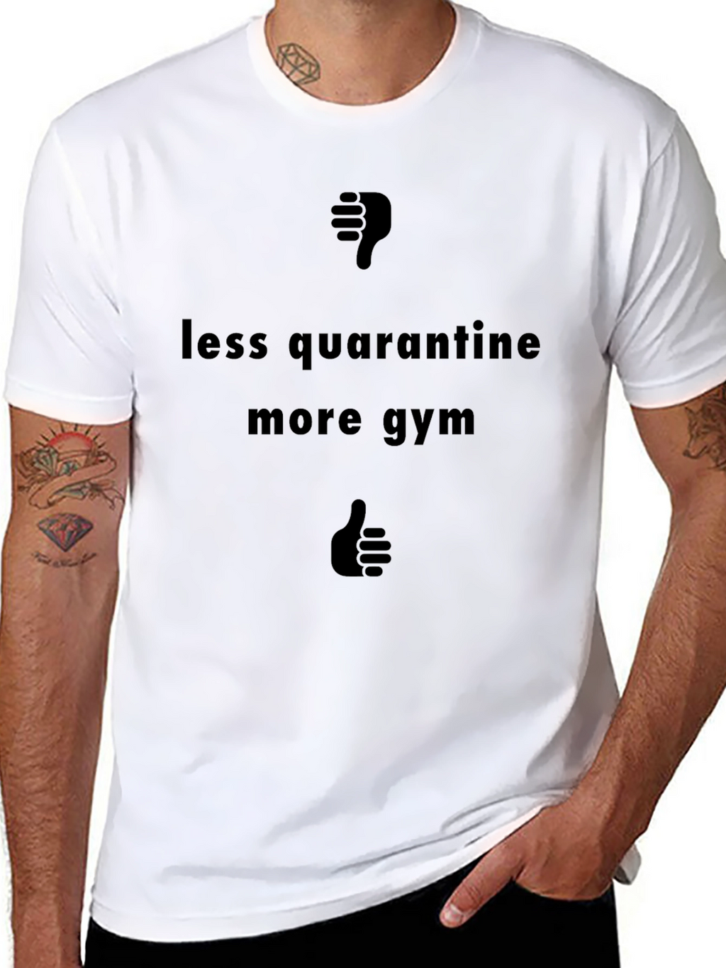 Less Quarantine More Gym Black Graphic Tee