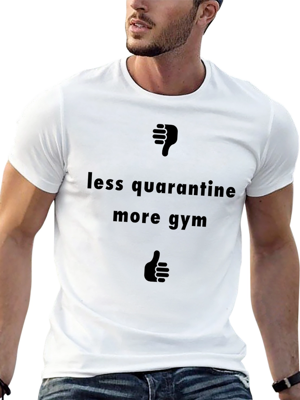 Less Quarantine More Gym Black Graphic Tee