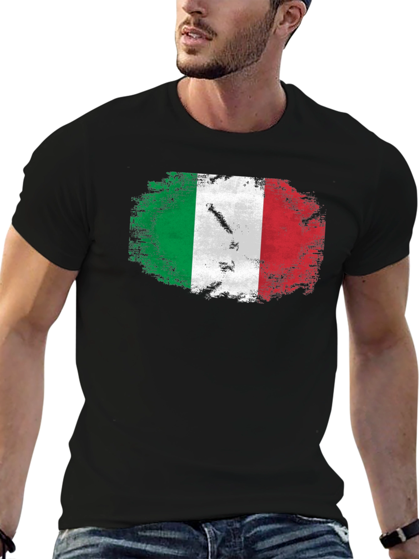 Italian Flag Grunge Style Graphic T-Shirt