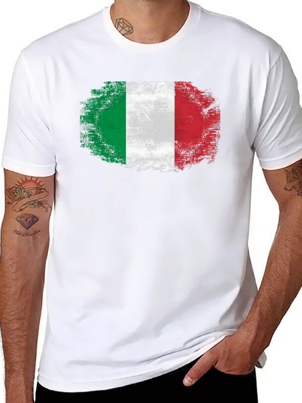 Italian Flag Grunge Style Graphic T-Shirt