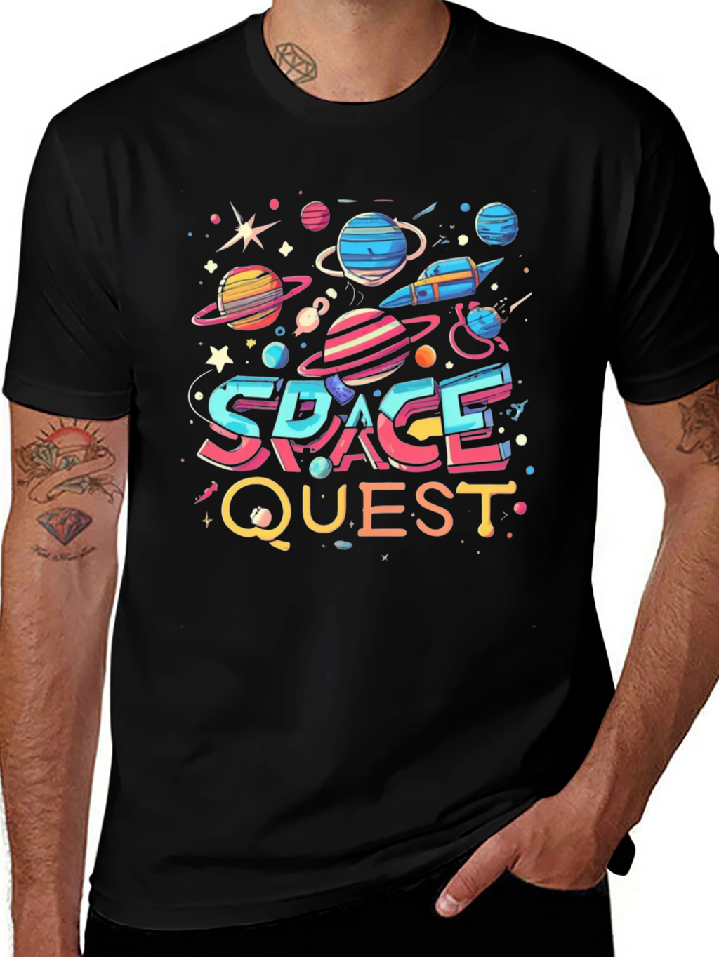 Space Quest Graphic T-Shirt - Bold Universe Design