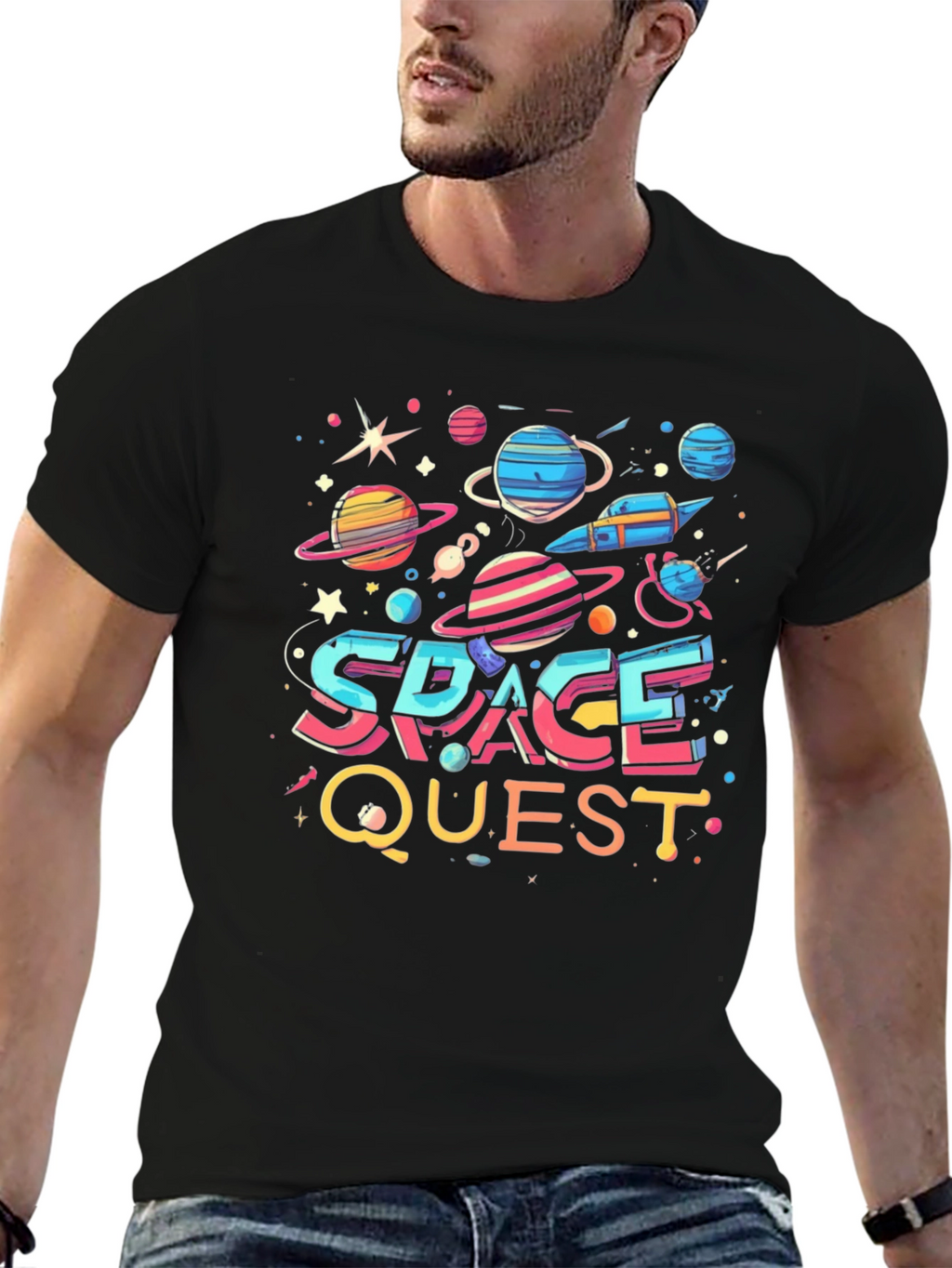 Space Quest Graphic T-Shirt - Bold Universe Design