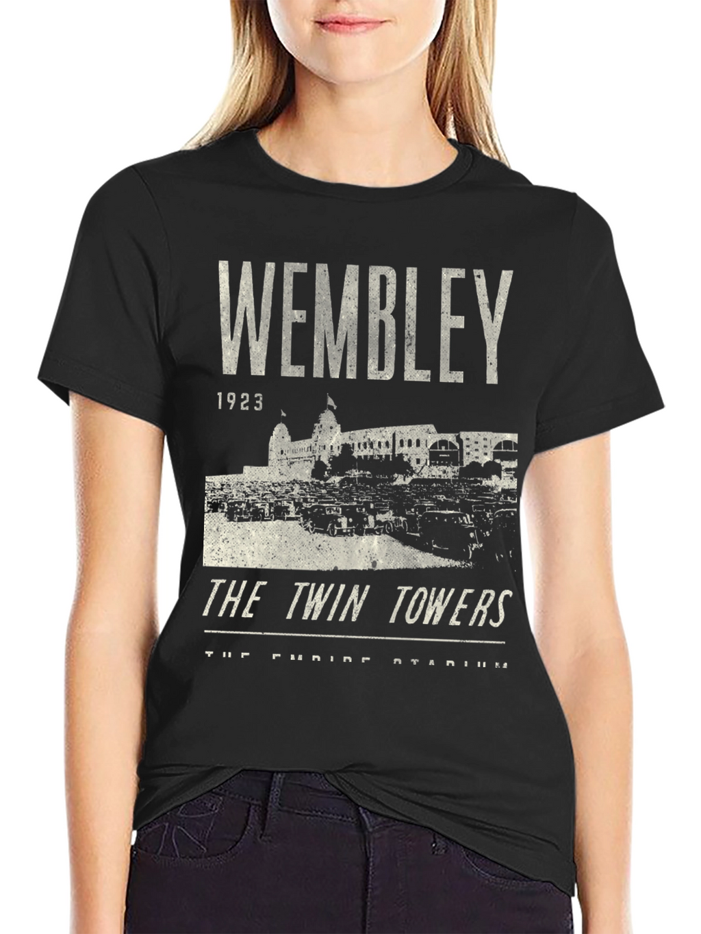 Wembley 1923 Twin Towers Black Graphic T-Shirt
