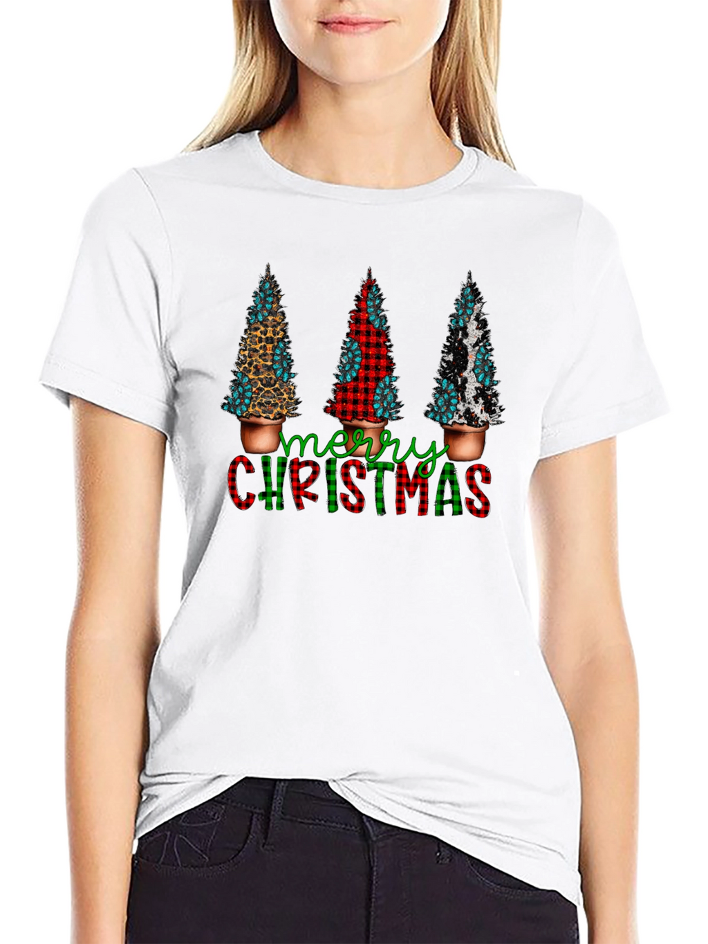 Merry Christmas Tree Graphic Tee - Holiday Style