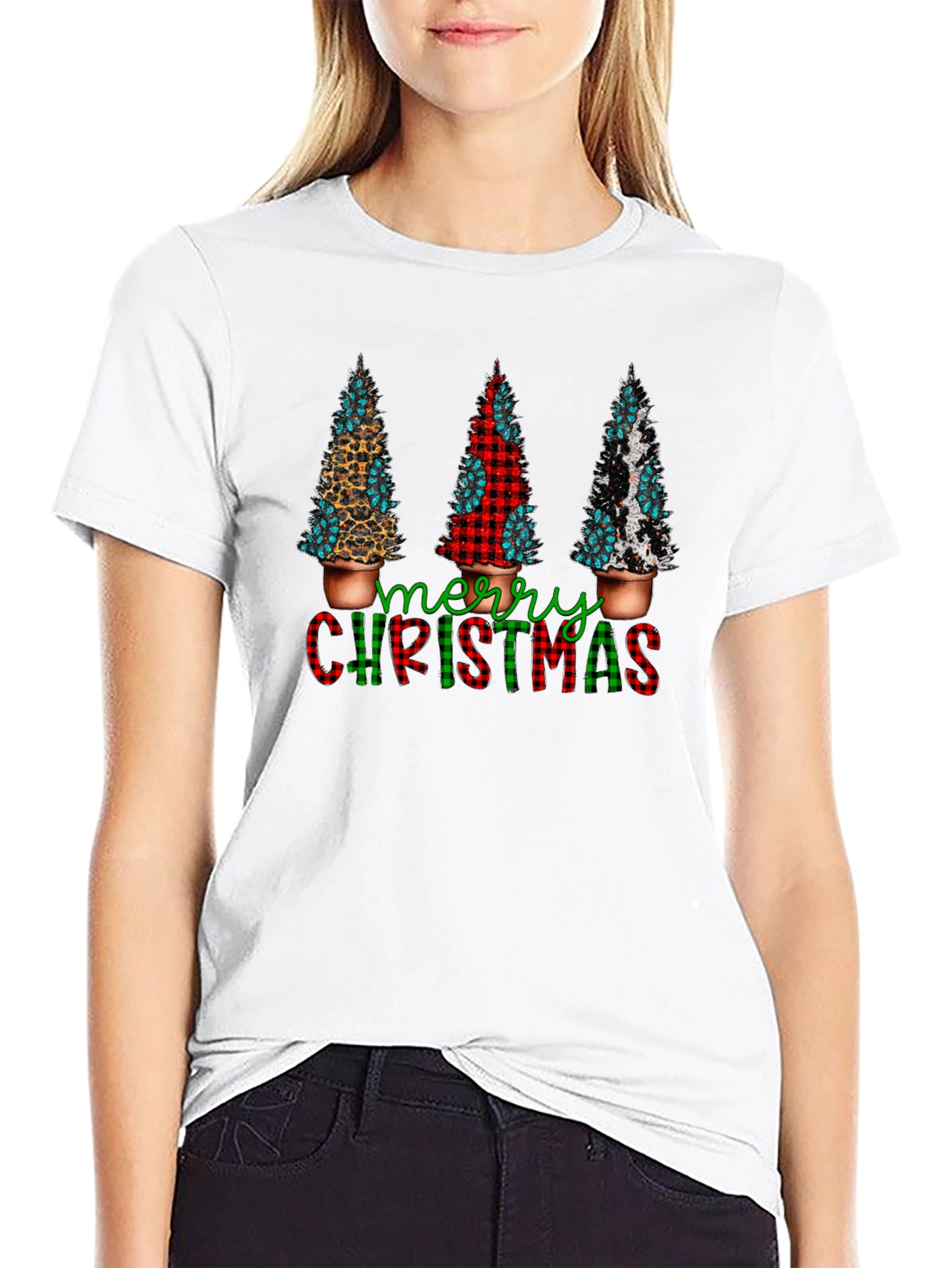 Merry Christmas Tree Graphic Tee - Holiday Style