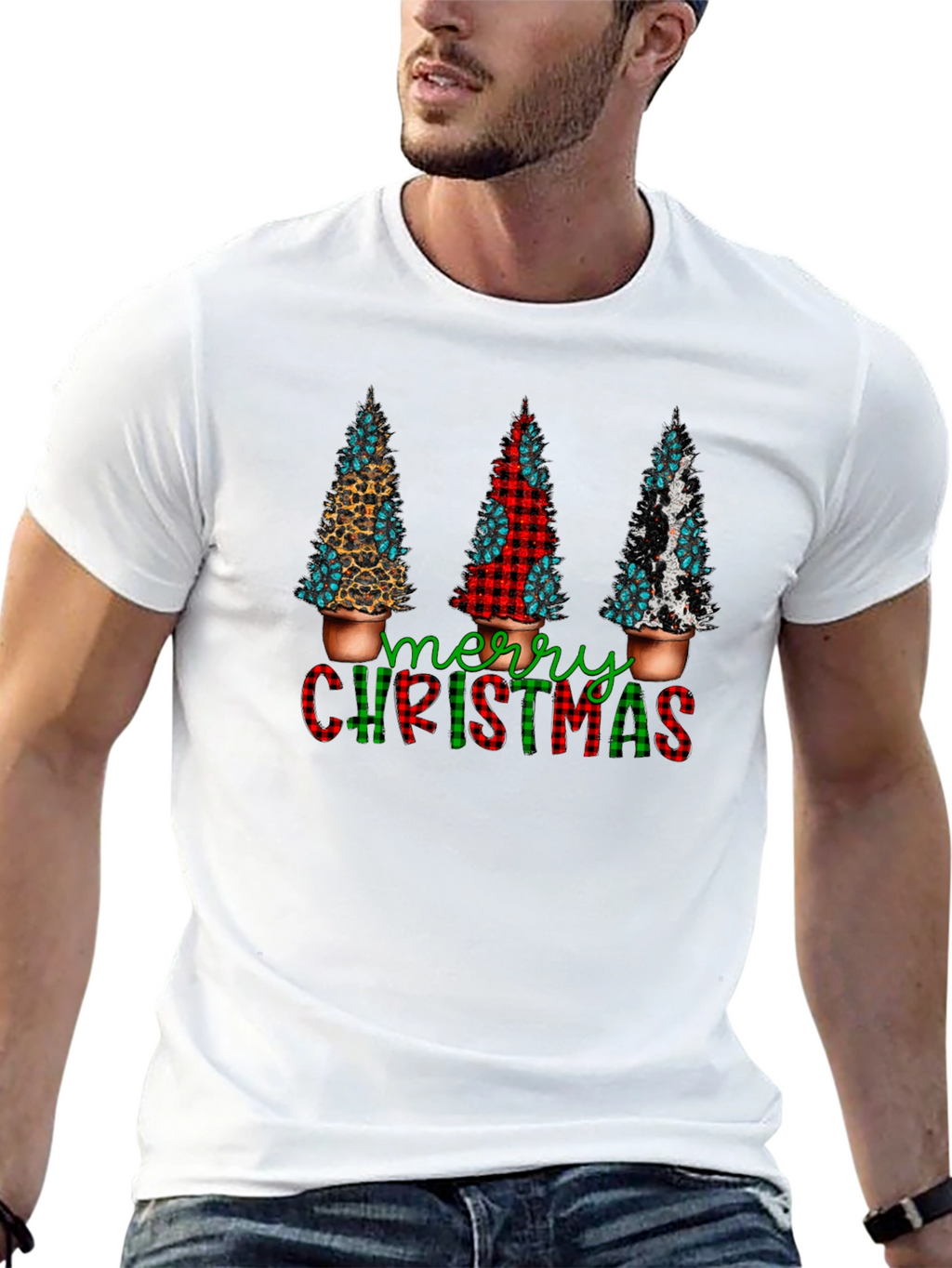 Merry Christmas Tree Graphic Tee - Holiday Style