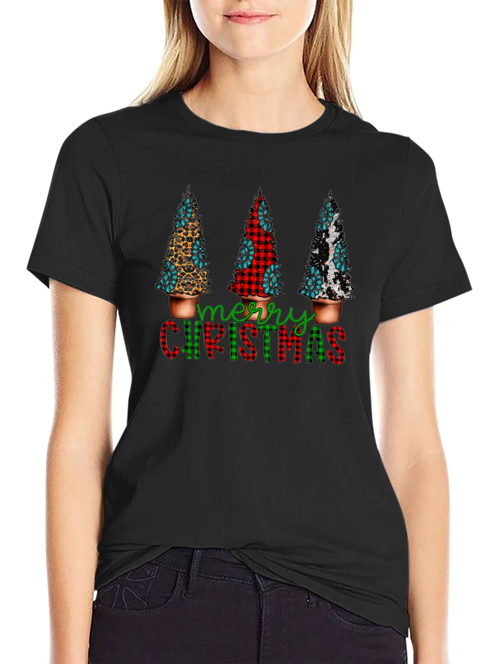 Merry Christmas Tree Graphic Tee - Holiday Style