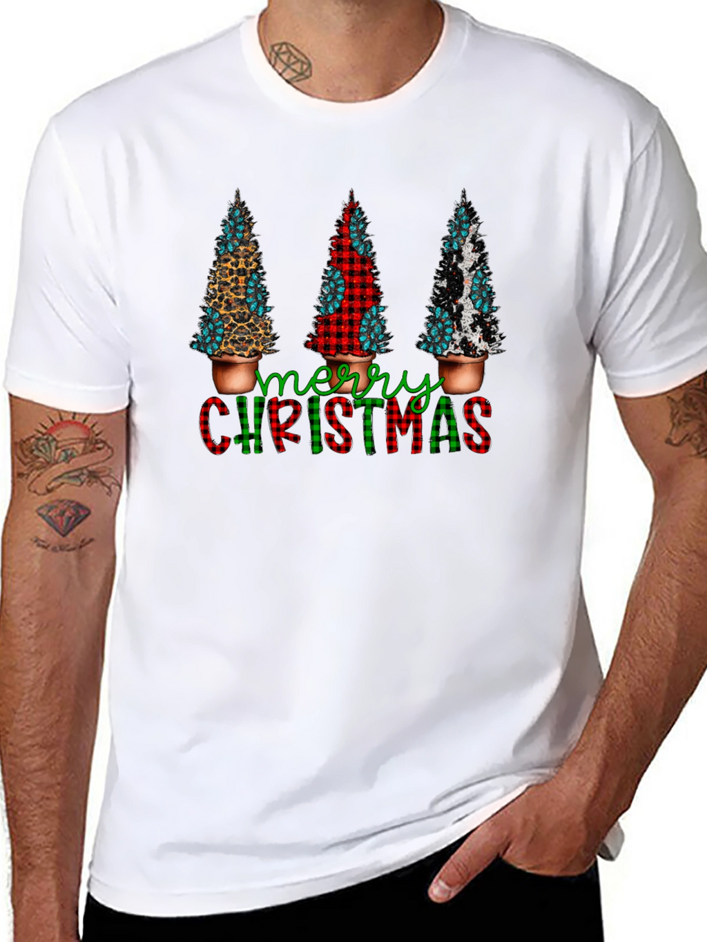 Merry Christmas Tree Graphic Tee - Holiday Style