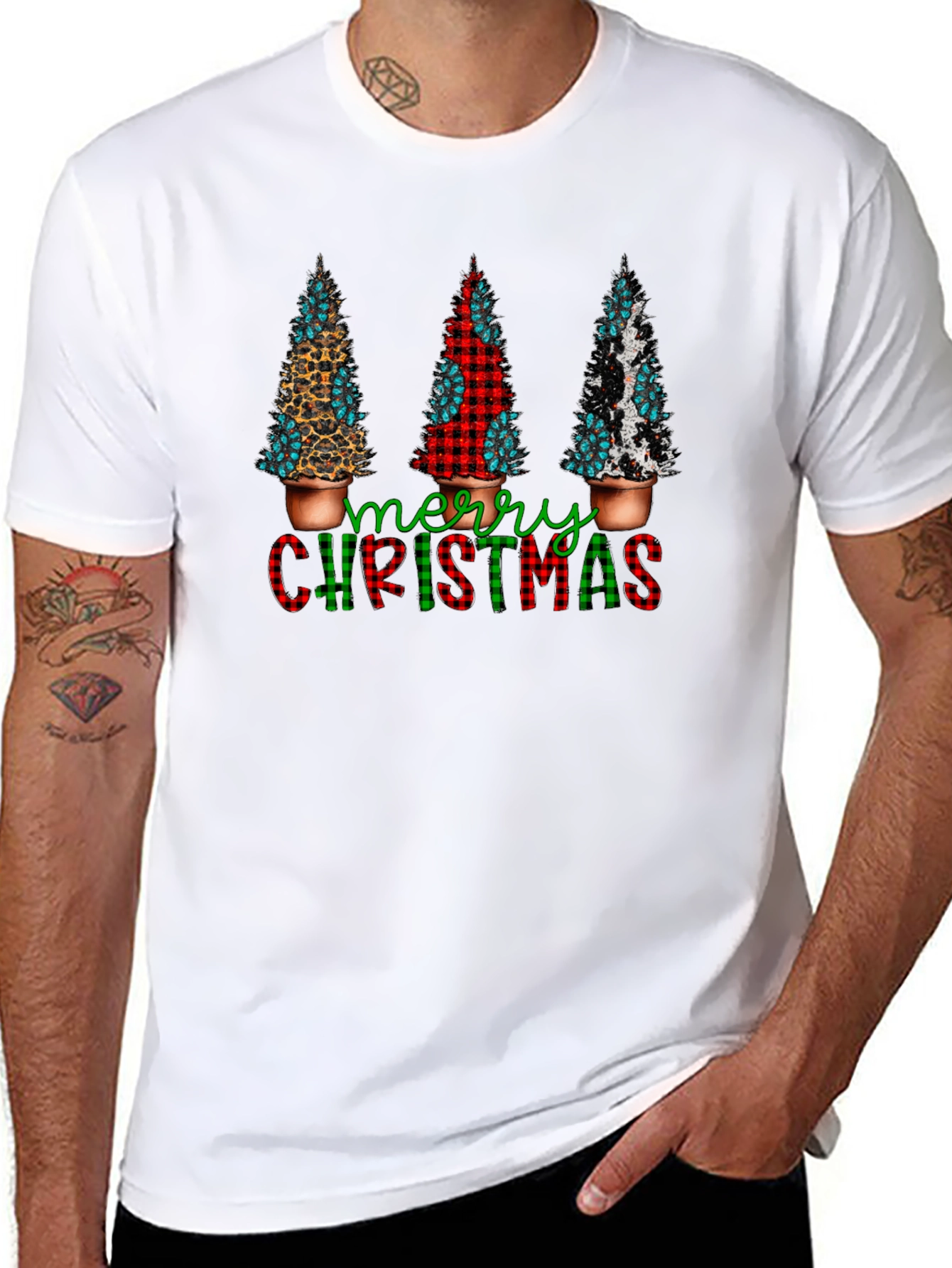 Merry Christmas Tree Graphic Tee - Holiday Style